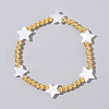 Brass Round Beads Strertch Bracelets SI5591-3-2
