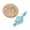 Dyed Synthetic Turquoise Turtle Rondelle Beaded Pendants PALLOY-JF04011-02-2