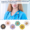 12Pcs 6 Colors Flower Alloy Enamel Stethoscope Pendant Decorations HJEW-OC00052-6