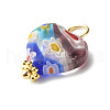 Heart Handmade Millefiori Lampwork Beads Pendant PALLOY-JF00907-5