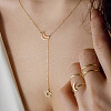 Alloy Cable Chain Moon & Star Lariat Necklaces for Women WG67D60-01-1