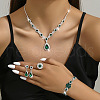 Fashionable Brass Rhinestone Bracelets & Earrings & Necklaces & Rings Sets FS-WG0E119-04-2
