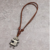 Robot Alloy Pendant Cowhide Cord Necklaces FS-WG42062-01-4