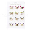12Pcs 4 Colors Butterfly Alloy Rhinestone Brooches for Backpack Clothes JEWB-A033-08G-1