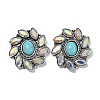 Alloy Synthetic Turquoise Stud Earrings EJEW-U053-02AS-4