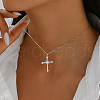 Cool Hip-hop Style 925 Sterling Silver Crystal Rhinestone Cross Pendant Necklaces for Daily Wear AF7558-2-1
