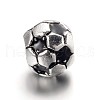 Large Hole FootBall/Soccer Ball Alloy Enamel European Beads MPDL-L013-02B-1