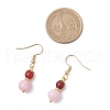 Round Natural Quartz & Carnelian Beaded Dangle Earrings EJEW-JE06473-4