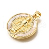 Brass Micro Pave Cubic Zirconia Shell Pendants KK-D328-24G-A-2