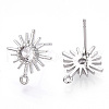 Brass Micro Clear Cubic Zirconia Stud Earring Findings KK-R132-064P-1