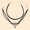 Alloy & Resin Snake Pendant Faux Suede Choker Double Layer Necklaces for Women FS-WGB9EBF-01-2
