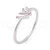 304 Stainless Steel Letter W Finger Ring for Women RJEW-C086-07-P-1