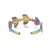 Ion Plating(IP) Rainbow Color 304 Stainless Steel Leaf Wrap Open Cuff Ring for Women RJEW-C025-15M-3