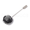 Resin Glitter Flower Brass Stick Lapel Pins JEWB-BR00170-03-4