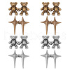 DELORIGIN 8Pcs 4 Style 4 Pointed Star & Bear Alloy Adjustable Jean Button Pins AJEW-DR0001-33-1