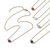 Faceted Star Cut Round Natural Gemstone Pendant Necklaces NJEW-JN05091-2
