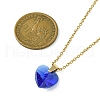 Heart Glass Pendant Necklaces NJEW-K117-01G-4