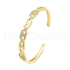 Brass Micro Pave Clear Cubic Zirconia Hollow Oval Open Cuff Bangles for Woman BJEW-M312-02A-G-1
