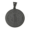 Ion Plating(IP)Trendy Necklace Findings Flat Round with San Benito 304 Stainless Steel Pendants STAS-L012-A07B-1