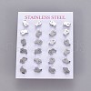 304 Stainless Steel Kitten Stud Earrings EJEW-F227-10P-3