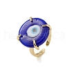 Lampwork Evil Eye Open Cuff Ring RJEW-C051-01G-07-1