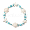 Starfish & Turtle Synthetic Turquoise Beads Stretch Bracelets for Women BJEW-JB11921-02-2