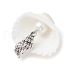 4Pcs 4 Styles Copper Wire Wrapped Shell Pendants PALLOY-JF02708-4