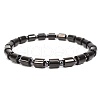 Iron & Synthetic Hematite Column Beaded Stretch Bracelet RD5622-2-1