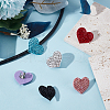 6Pcs 6 Colors Heart Polymer Clay Rhinestones Stethoscope Pendant Decorations HJEW-OC00054-5