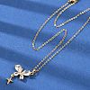 Butterfly & Star Brass Clear Cubic Zirconia Pendant Neckalces NJEW-C076-24G-2