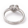 Clear Cubic Zirconia Heart Adjustable Ring RJEW-C029-05P-3