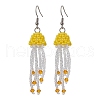 304 Stainless Steel Glass Seed Beaded Jellyfish Dangle Earrings EJEW-MZ00435-3
