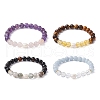 Natural & Synthetic Mixed Gemstone & Pearl Beaded Stretch Bracelets BJEW-JB09726-1