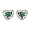 Heart Brass Micro Pave Cubic Zirconia Stud Earrings EJEW-M082-15P-3