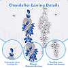 FIBLOOM 3 Pairs 3 Colors Sparkling Rhinestone Leafy Branch Dangle Stud Earrings EJEW-FI0001-90-4