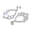 304 Stainless Steel Enamel Flower Dangle Stud Earrings EJEW-Z075-09P-01-2
