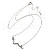 Brass Pave Black Cubic Zirconia Snake Pendant Necklaces NJEW-D320-02ASP-4