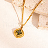 Retro Rhombus Stainless Steel Cubic Zirconia Pendant Necklaces for Women CQ6357-1-2