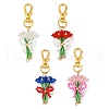 4Pcs 4 Colors Bouquet Handmade Glass Seed Beaded & Acrylic Pendants Decorations HJEW-MZ00269-2