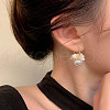 Flower with Round Alloy Crystal Rhinestone Hoop Earrings FS-WG443EB-01-4