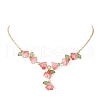 3Pcs Brass Flower Link Chain Necklace NJEW-TA00195-4