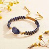Natural Lapis Lazuli Teardrop Link Braided Bead Bracelet BJEW-SZ0002-54B-3