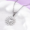 Heart Flower 304 Stainless Steel Pendant Necklaces NJEW-M096-11P-1