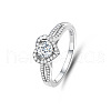 Rhodium Plated 925 Sterling Silver Micro Pave Cubic Zirconia Finger Rings for Women WGDE2BC-12-5