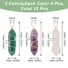 HOBBIESAY 4 Sets Natural Amethyst & Green Aventurin & Rose Quartz Double Terminal Pointed Pendants G-HY0001-40-2