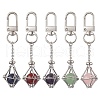 Stainless Steel Macrame Chain Pouch Round Natural Lapis Lazuli & Amethyst & Green Aventurine & Carnelian & Rose Quartz Holder Pendant Decorations HJEW-JM02049-1