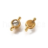 201 Stainless Steel Crystal Rhinestone Flat Round Connector Charms STAS-F318-04G-2