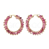 Natural Agate Beaded Hoop Earrings EJEW-JE04847-03-3