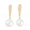 Rack Plating Brass Clear Cubic Zirconia ABS Pearl Earrings EJEW-S219-15G-09-1