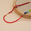 Red Blue Evil Eye Glass & Alloy Star & Flat Round Pendant Necklaces for Women FS-WG3BEAB-01-3